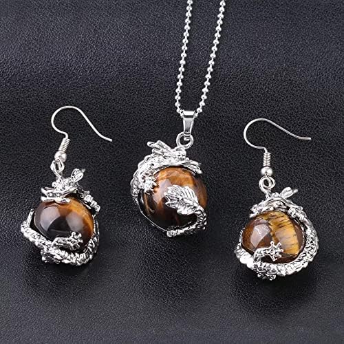 Helena Rose Earring & Necklace Jewellery Set for Women, Silver Totem Gothic Style Dragon Wrap Design - Image 5