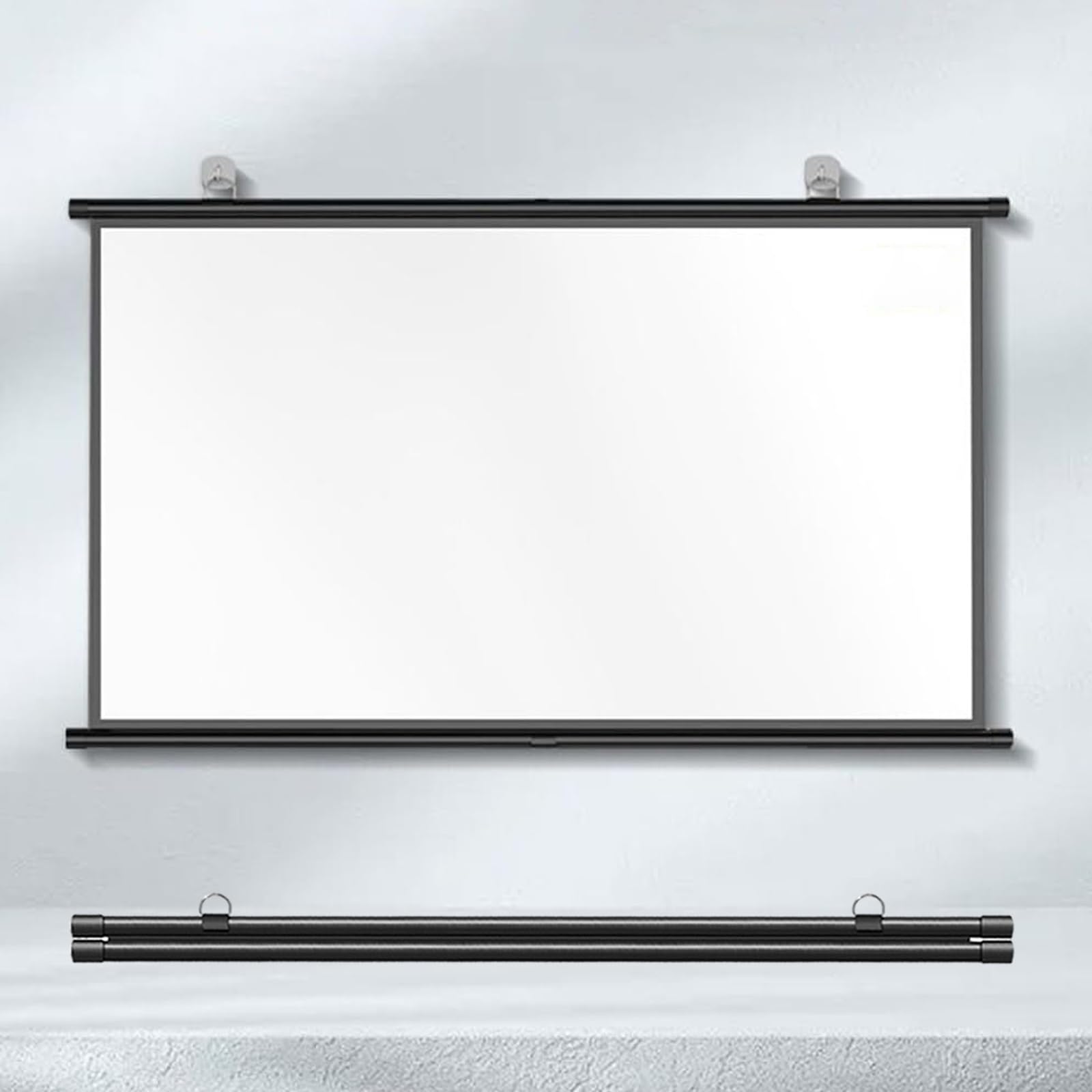 Schermo Di Proiezione Avvolgibile Manuale, Telo for Proiettore Avvolgibile 30-72 Pollici, Ideoproiezione 3D Full HD 4K, Schermo for Proiezione Proiettore Home Cinema Schermo for Tende A Rullo(4:3,50")