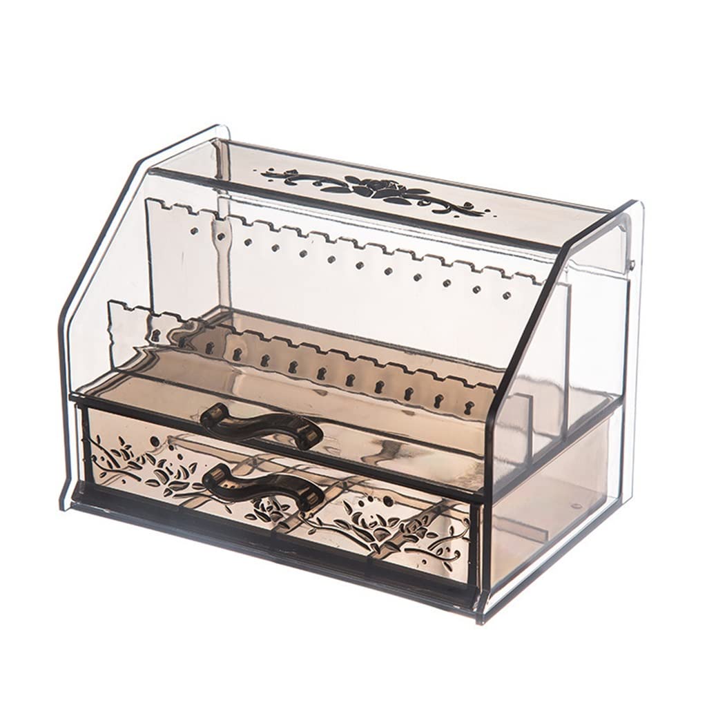 TIANQIHAO Flashing Multifunctional Drawer Type Jewelry Transparent Storage Box Acrylic Plastic Table Top Finishing Earring Display Stand,A