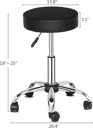 Miniatura 3 de Taburete de bar, moderno taburete redondo giratorio sin espalda, silla de bar de piel sintética sin brazos con altura ajustable para cocina,