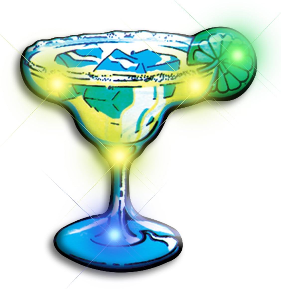 Light Up Margarita Flashing Blinking LED Body Light Lapel Pins (25-Pack)
