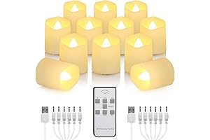 12 PCS LED Rechargeable Flameless Tea Lights with Timer and Remote Control