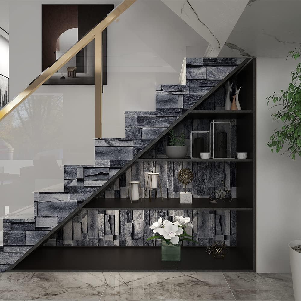 MS Magic 17.7"394" Vintage Gray Brick Peel and Stick Wallpaper