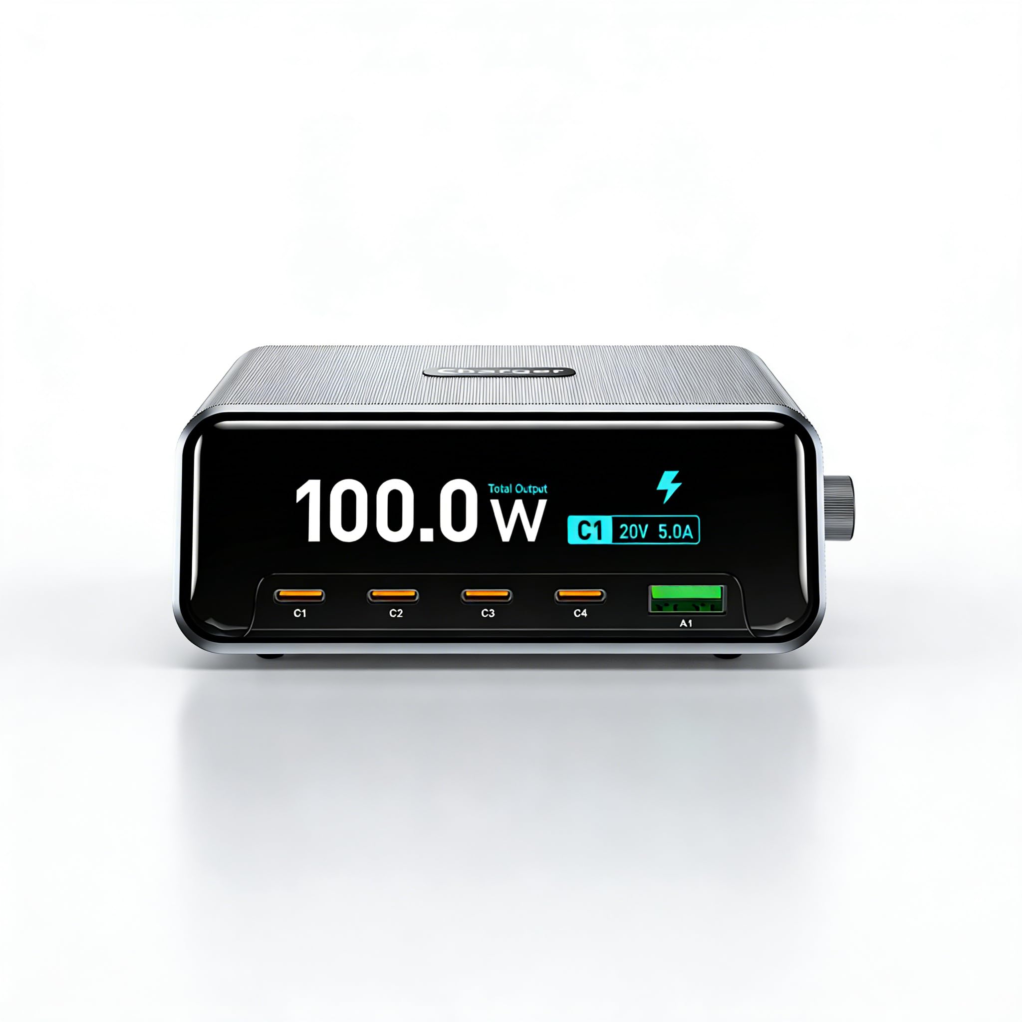 Dpofirs Bloque de Cargador USB C, Estación de Carga de 5 Puertos GAN de 265W, Concentrador USB, Adaptador de Corriente de Cargador de Pared Tipo C y Tipo A para Múltiples Dispositivos (Black)
