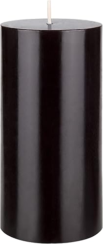 Mega Candles 1 vela de pilar negra sólida sin perfume, vertida a mano, vela de cera de alta calidad de 3 x 6 pulgadas, decoración del hogar, spas,