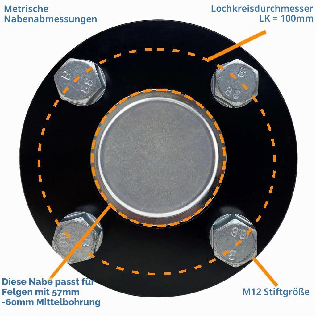 Parnells - Hochgeschwindigkeits-Anhänger-Kit - 2 Stück Anhängerreifen und -Räder, 4,80/4,00-8 + 2 Stück Naben- und Achsschenkel + 1 Gepresste Stahlkupplung - 6-Lagiges Wanda P811, Straße Legal