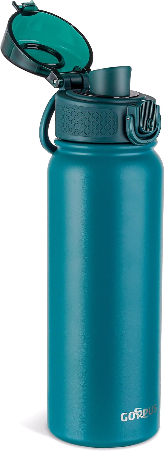 GOPPUS 20 Oz gourde isotherme en acier inoxydable sans BPA, gourde sportive idéale pour les voyages, avec Chug Lid - anti-fuites et anti-condensation, bouchon anti-poussière bleu-vert