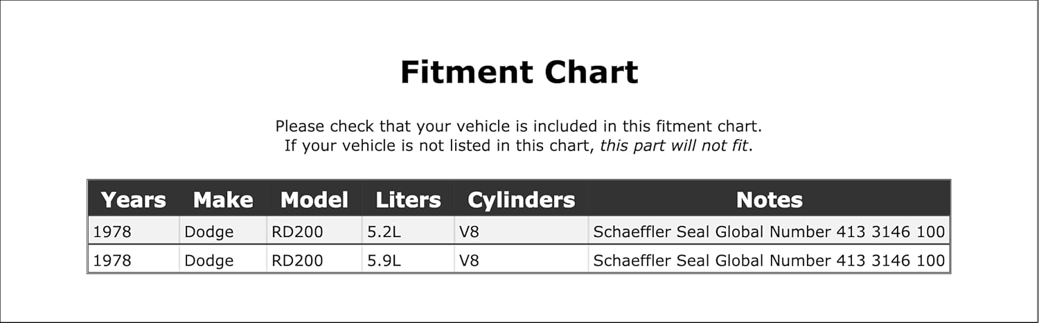 Engine Timing Cover Seal Compatible With Dodge RD200 1978 P-2588211