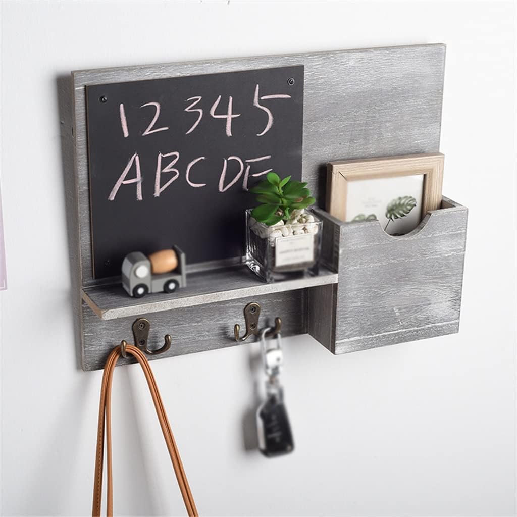 VIDI Wooden Key Rack European-Style Wall-Mounted Corridor Entrance with Blackboard with Hook Storage
