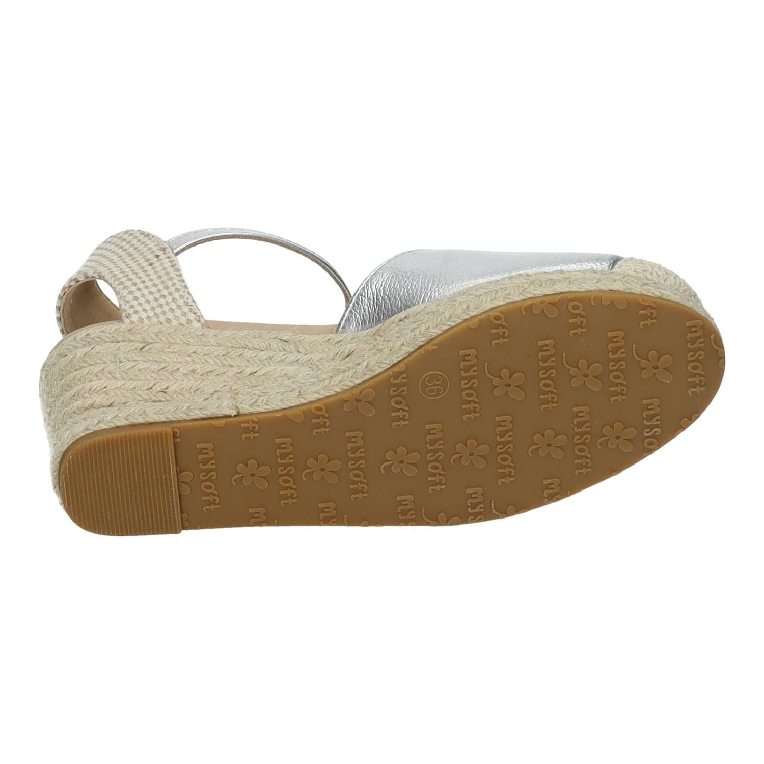 mysoft 25M150 Alpargatas con cuña Plateada para Mujer, diseño Moderno y cómodo Hecho en España Mujer Alpargatas