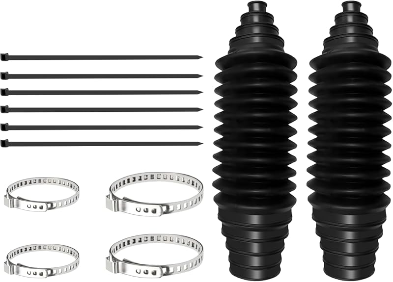 Kit de Coifas da Caixa de Direção Tecledsn em Silicone Preto com Abraçadeiras – 2 unidades