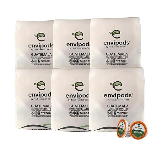 Fresh Roasted Coffee, Envipods orgánicos de Guatemala  BPI compostable, USDA orgánico, moho y Myco probado por terceros  tostado medio 72 CT