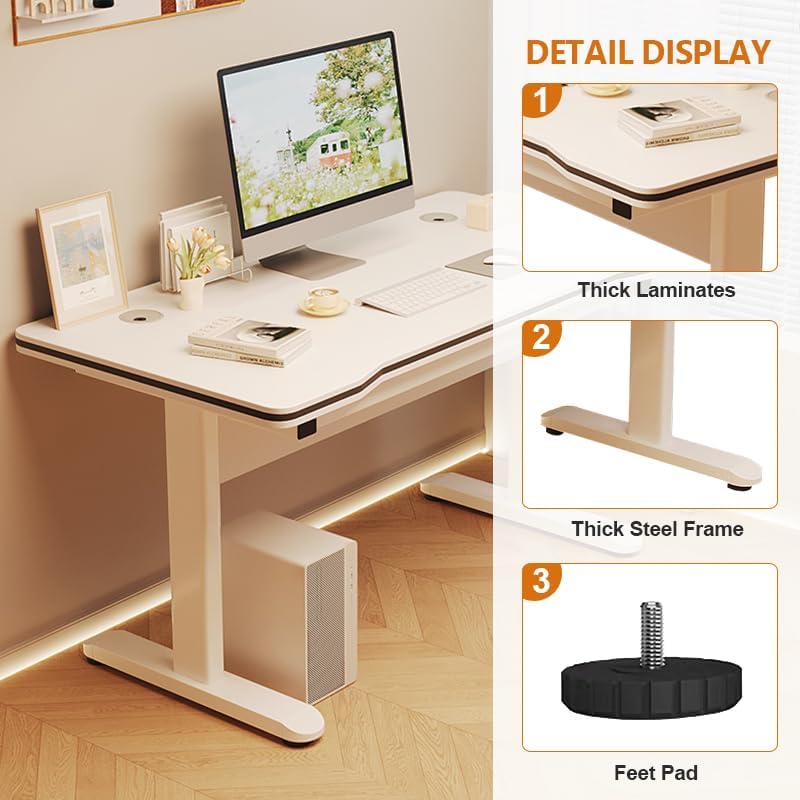 Gaming Desk Computer Writing Table for Home Office Student Art Modern Simple Style with T-Shaped Metal Bracket PC Wood Suitable for Offices&Bedrooms
