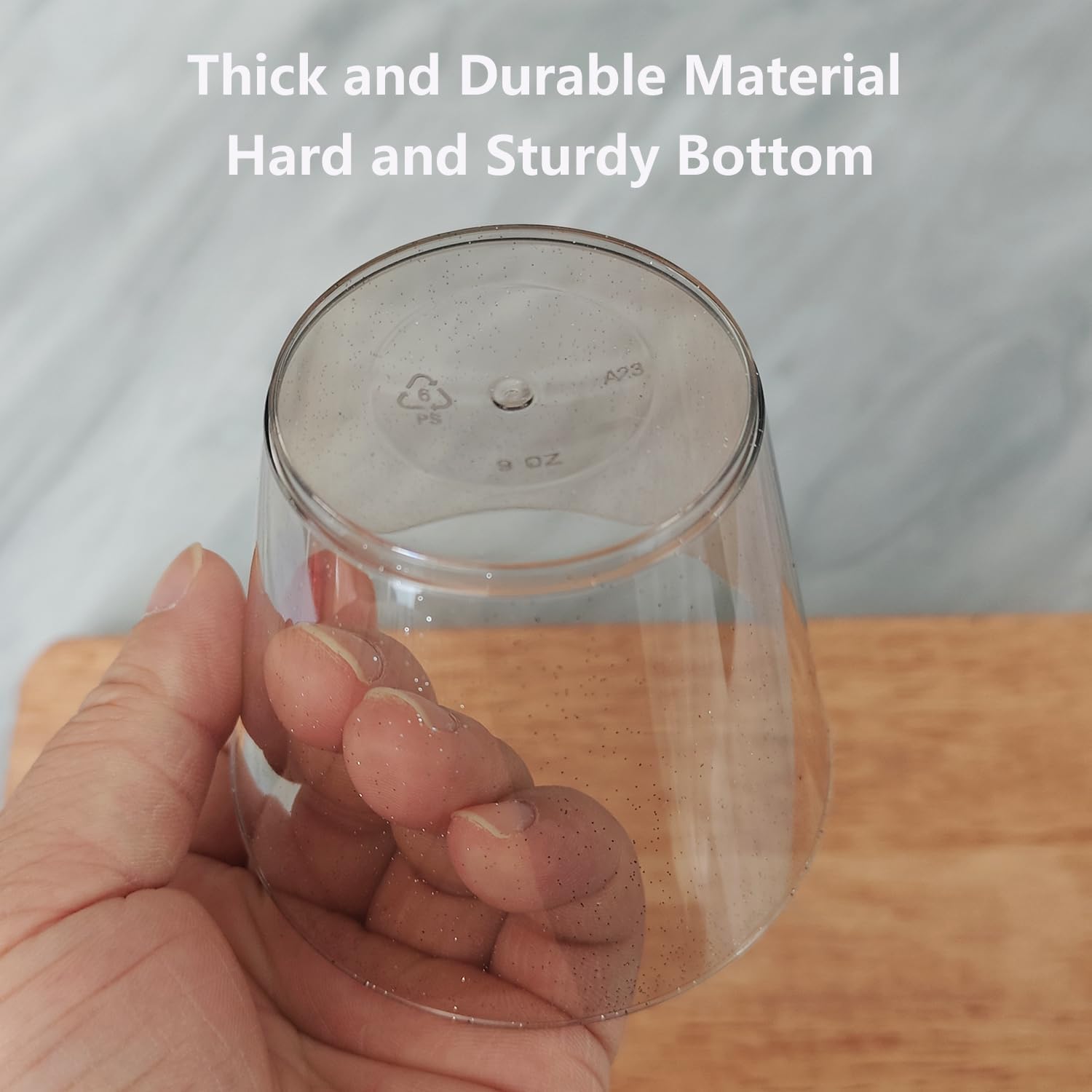 50 Pack Plastic Cups, 9 oz Glitter Disposable Gold Cups, Clear Plastic Tumblers and Clear Party Cup for Weddings, Birthday,Thanksgiving, Christmas,etc. - Image 8