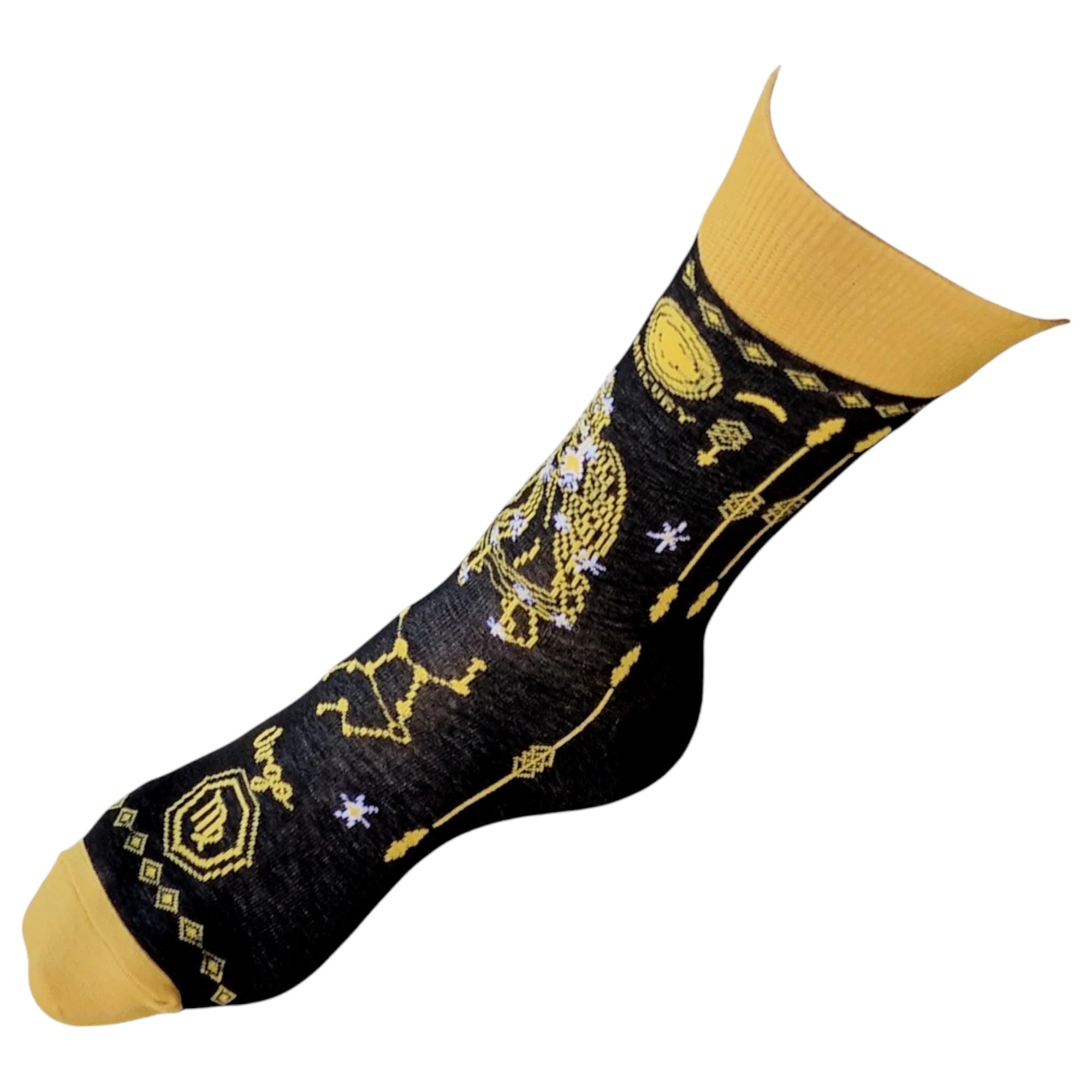Virgo Birthday Aug 23-Sep 22 Virgin Zodiac Star Sign Constellation Ladies Socks Black One Pair