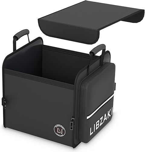 LIBZAKI - Organizador de almacenamiento para maletero, caja de almacenamiento plegable para automóvil, camión, VUD, color negro