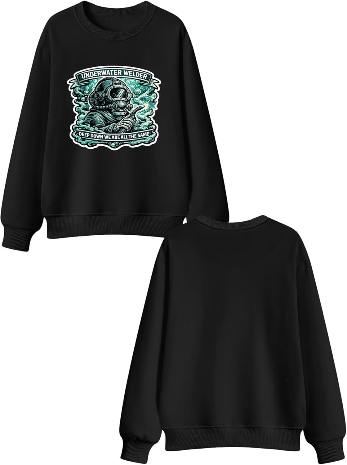 Welder Sweatshirt for Men Graphic Crewneck Pullover Cotton Blend Blue Collar Workwear Welding Gifts - Image 3