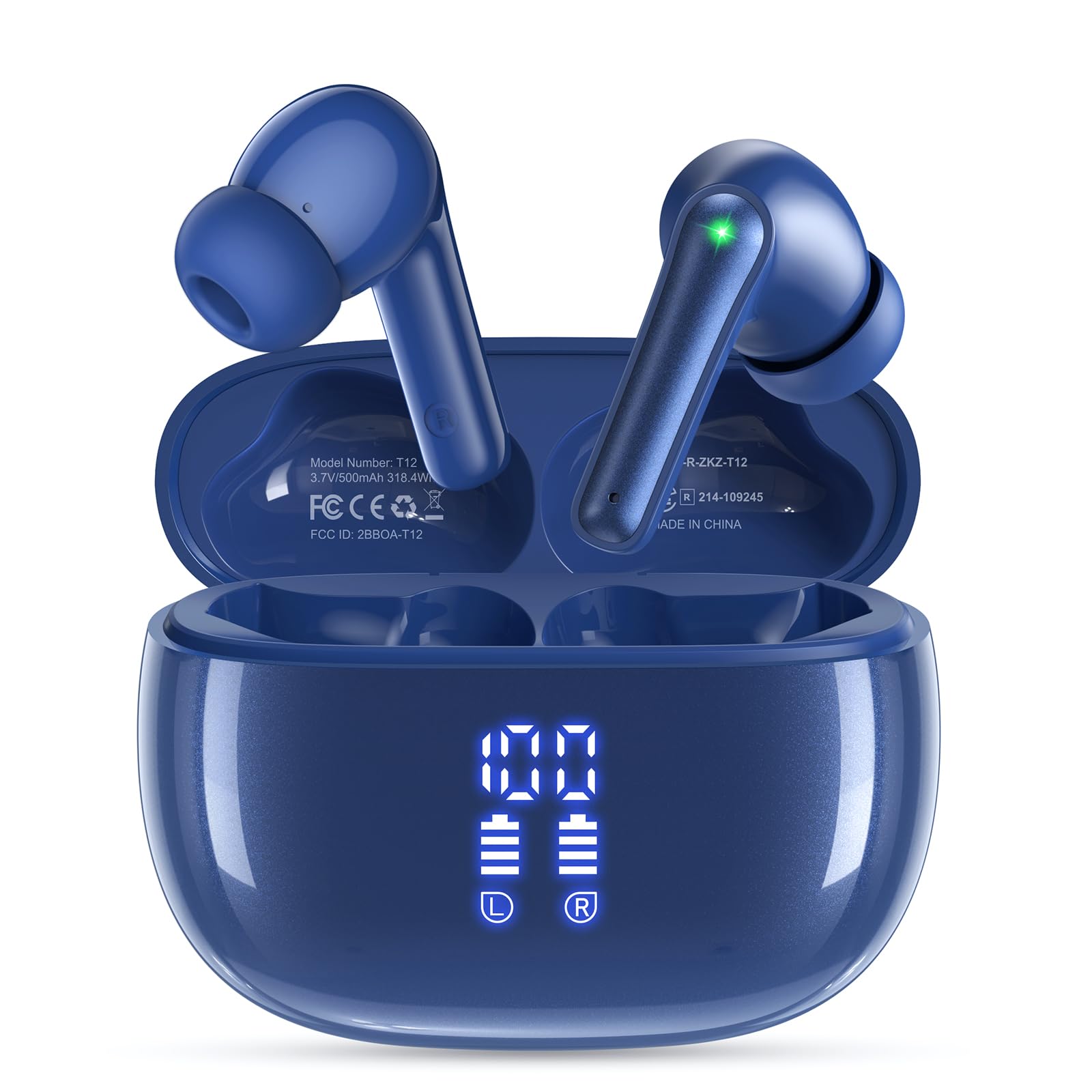 Wireless Earbuds, Bluetooth 5.3 Ear Buds, Headphones with Clear Stereo sound, 40H Playtime with LED Digital Display, IPX7 Waterproof Earphones