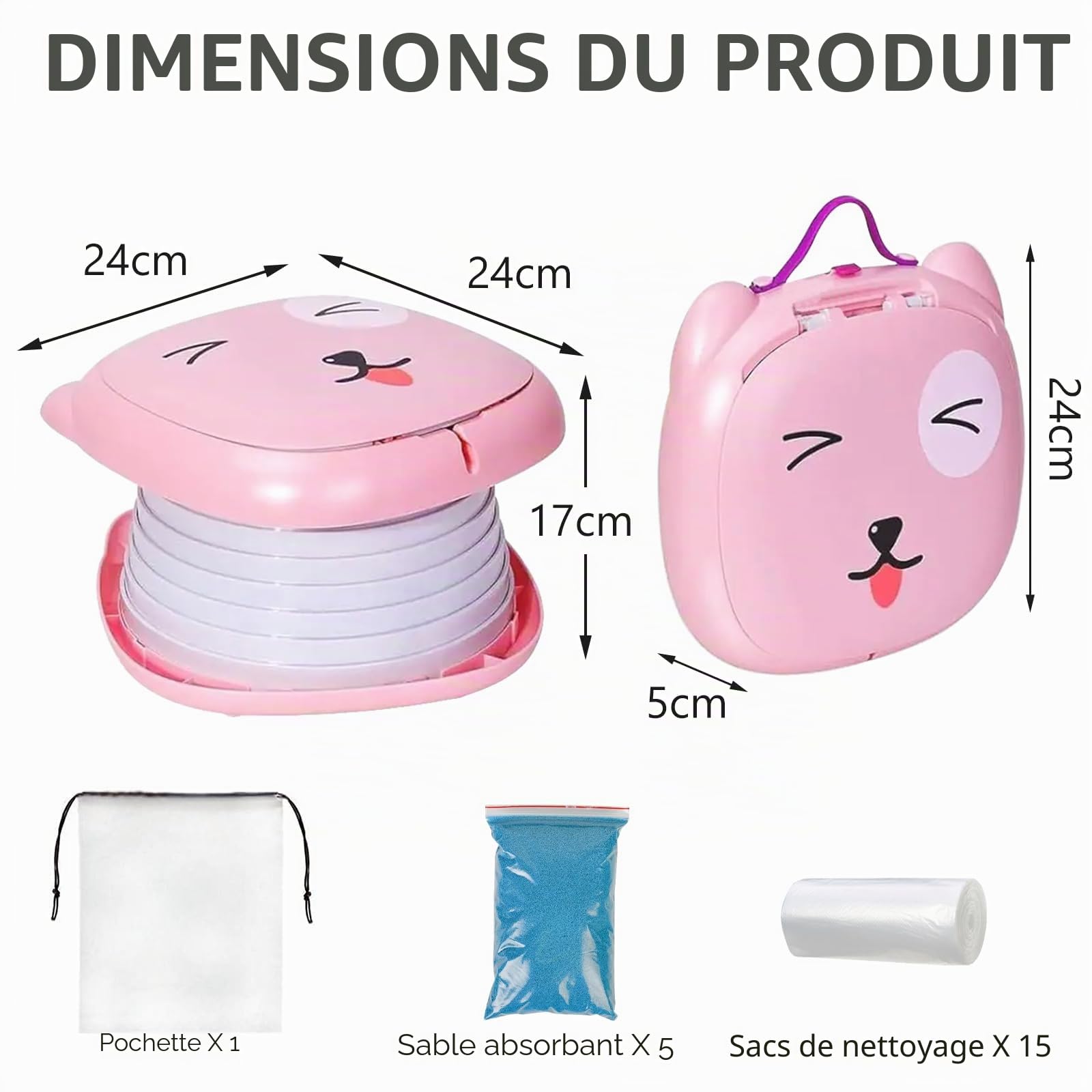 Pot Bebe Toilette Portable, Mini Toilette Enfant, Pot Pliable Enfant Voyage, Toilette Portable, Pot Pliable pour Voyage, Idéal pour Apprentissage de La Propreté, Intérieur Et Extérieur (Rose)