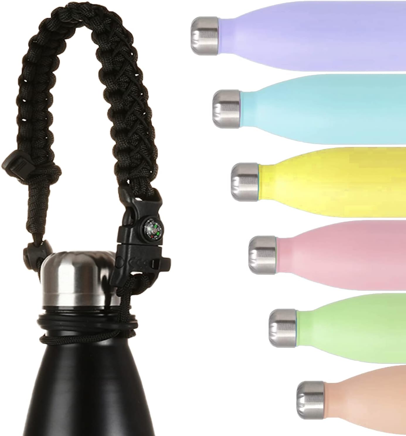 Greant Paracord Handle for Most Cola-Shaped Water Bottle Carrier, Functional Water Bottle Strap Compatible with MIRA, Fit SWELL Narrow Mouth Bottles 12oz, 17oz and 25 oz