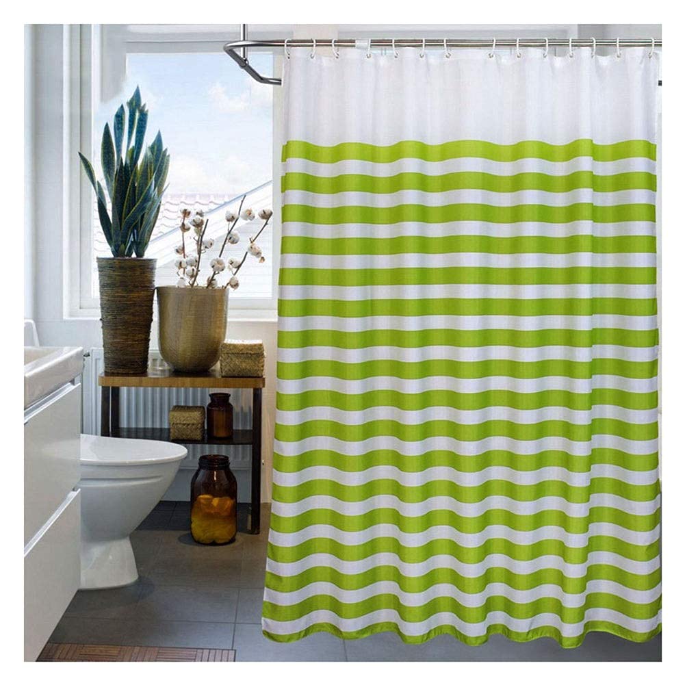 Rideau de douche à rayures en polyester imperméable anti-moisissure pour salle de bain