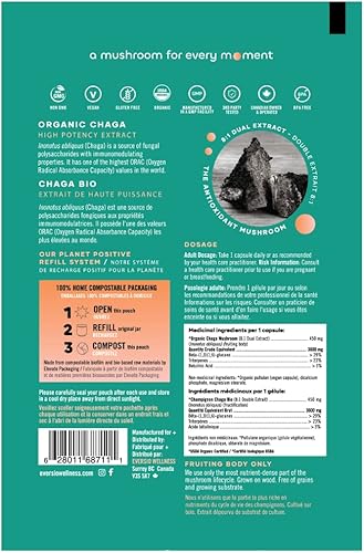 Miniatura 2 de Protect Now Suplemento orgánico de hongos Chaga - Extracto dual 81 en 60 cápsulas veganas (450 mg) 60 porciones - Esclerocios Chaga orgánicos