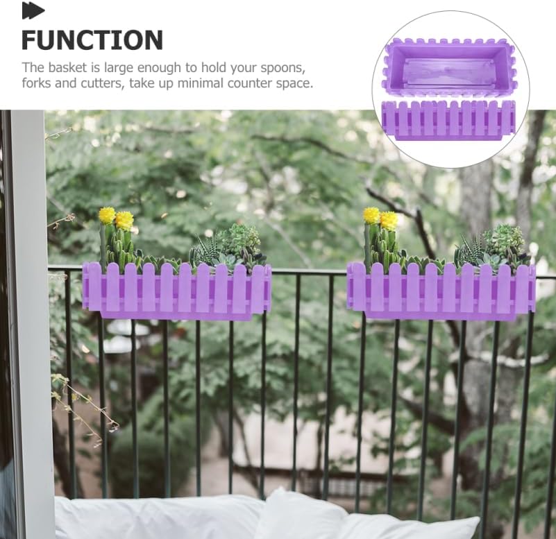 2pcs Rectangular Planter Box for Outdoor Plants Decorative Container for Patio Garden Vegetable Herb Planting for Fencing and Railings