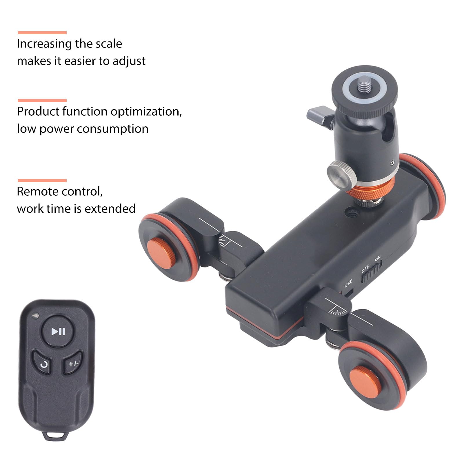 Kamera -Schieberegler Dolly Fernbedienungssteuerlast 6.6lbs 3 Geschwindigkeit Rotatable Video Dolly für Kamera -Smartphone