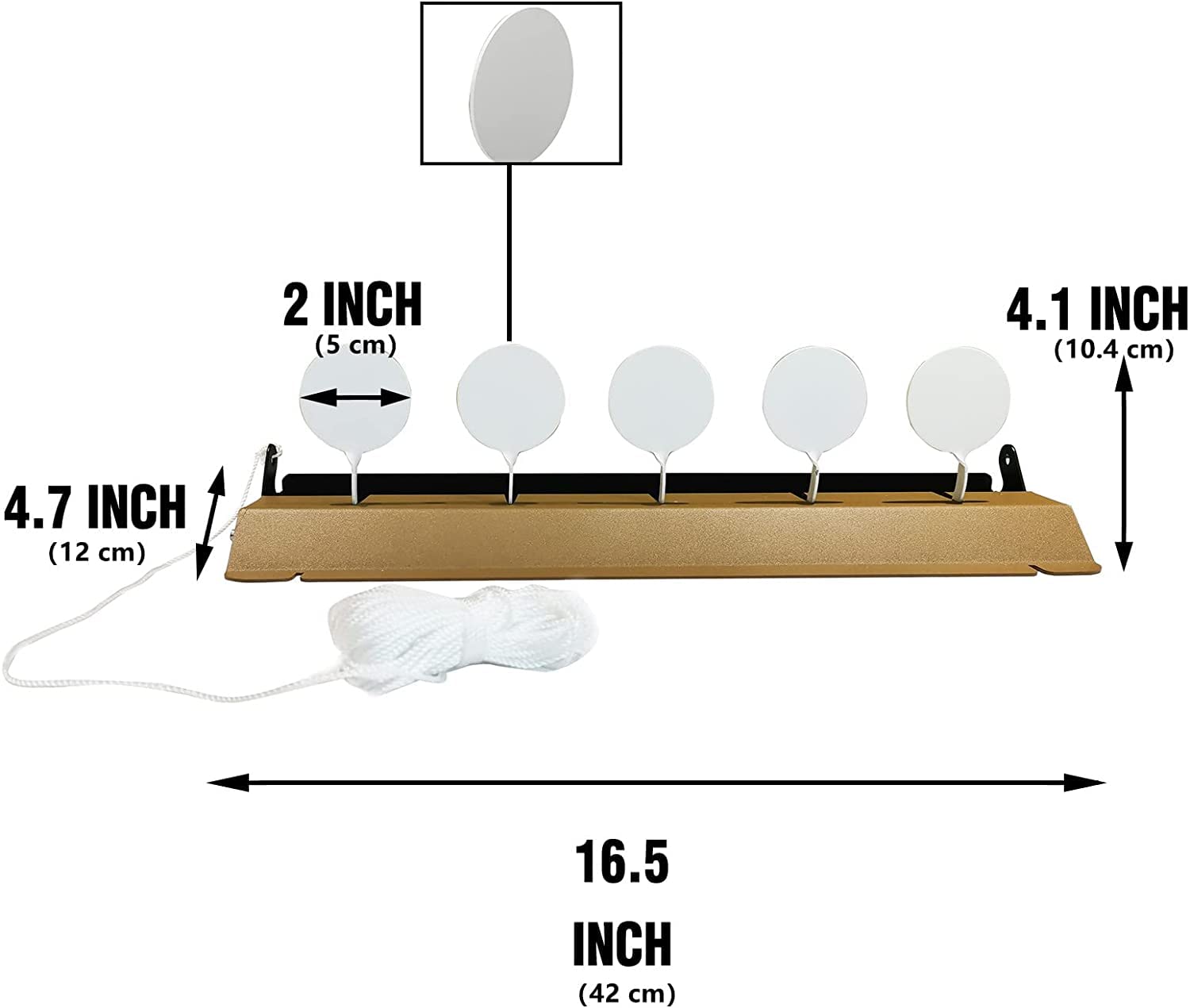 ATFLBOX Réinitialisation du Support de Cible de tir en métal avec 5 plaques d'acier pour Pistolets .177 et Pistolet à granulés Airsoft pour extérieur et intérieur (Rectangle)