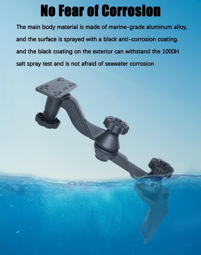 Strg Kayak Fish Finder Mount, 11.4" Arm Fish Finder Swing Mount Marine Electronics Mounts with Rectangular Plate Compatible with Scotty Garmin Lowrance Humminbird and More Depth Finder