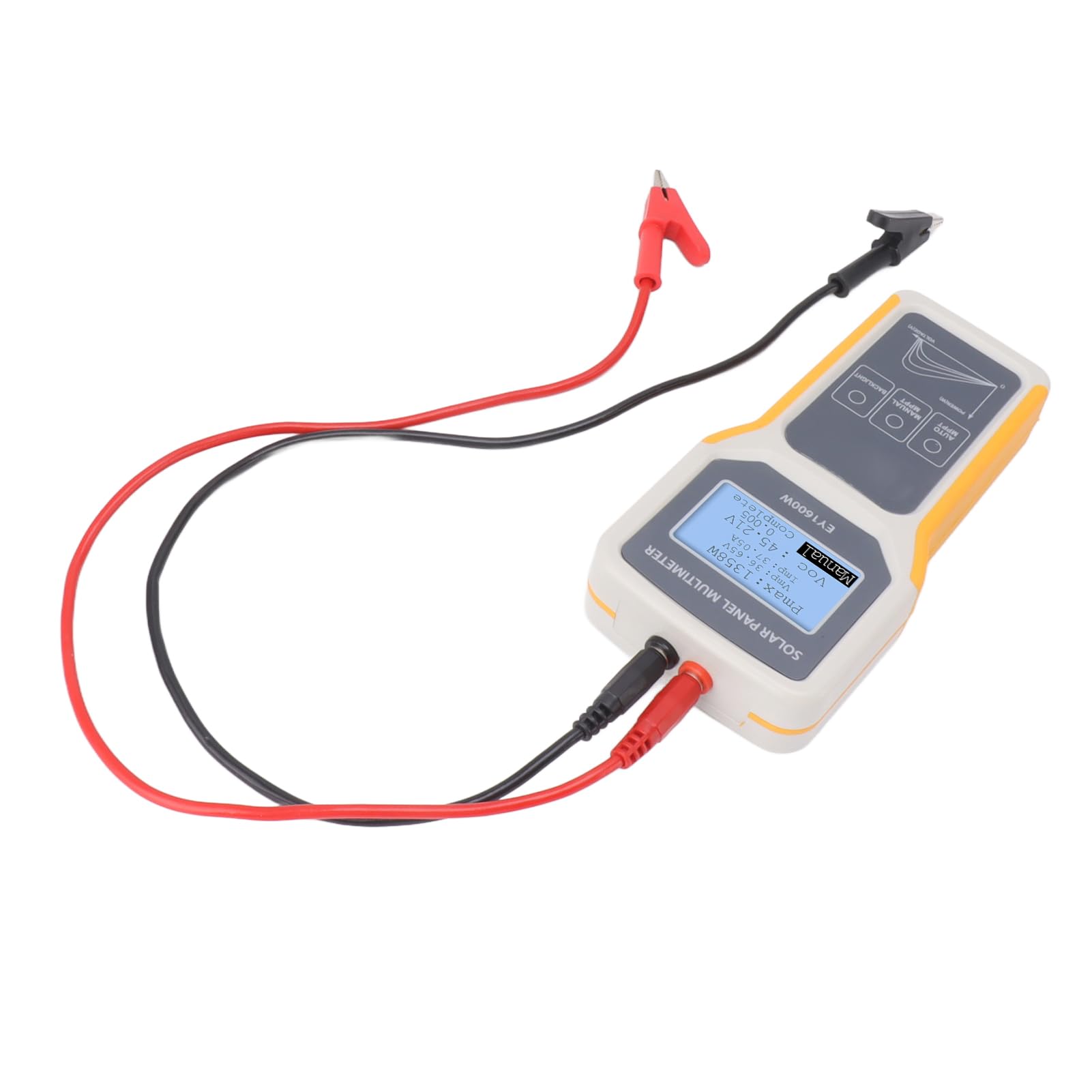 Tester paneli słonecznych EY1600W Multimetr fotowoltaiczny z podświetlanym narzędziem napięcia w obwodzie otwartym MPPT do fotowoltaicznego testu słonecznego Żółty