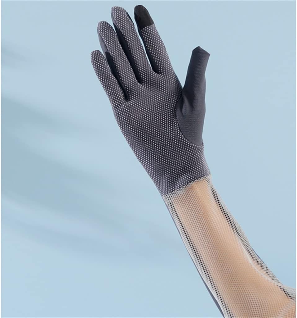 HBJWOV Long Gloves Women's Ice Silk Sleeves Breathable Thin Arm Guards Driver Sleeves Can Touch The Screen(Black)