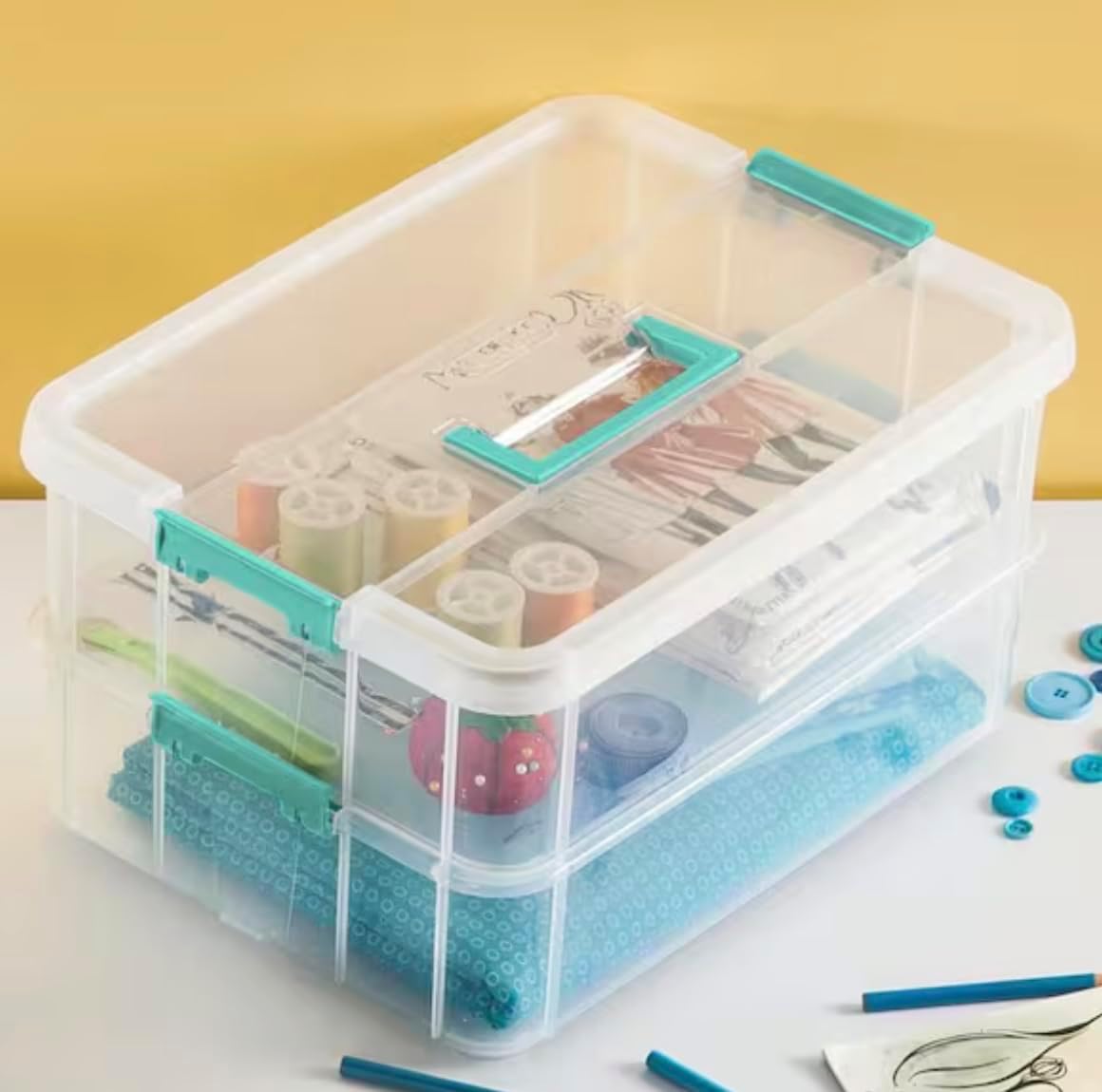 15.5 qt. 2-Tier Stackable Carry Storage Box in Clear (8-Pack) ED89980