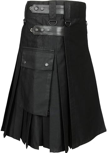 Scottish Designer Men s Black Utility Kilt