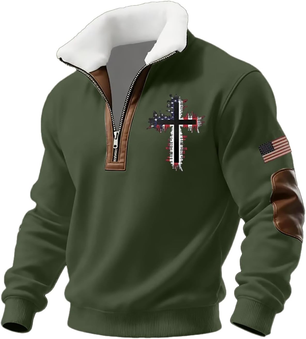 Christian Sweatshirts for Men Vintage Cross Graphic Pullover Faith Sweatshirt Plus Size American Flag Tops Fall Shirt
