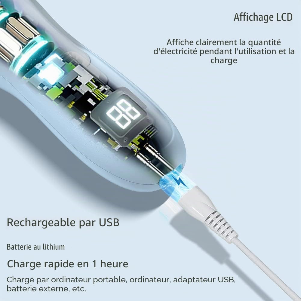 Professionnelle Tondeuse à Cheveux Bébé Sans Fil Rechargeable Étanche avec Écran LCD