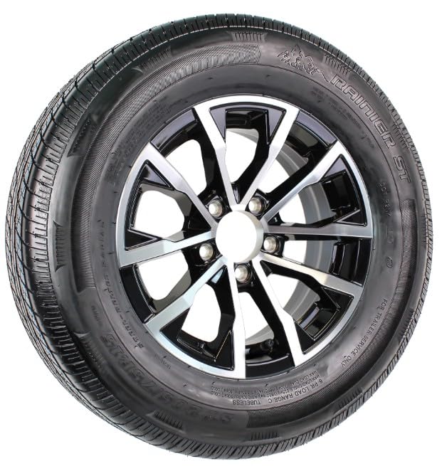 eCustomrim Radial Trailer Tire ST205/75R15 Load C 15' 5 Lug Edge Black Aluminum...