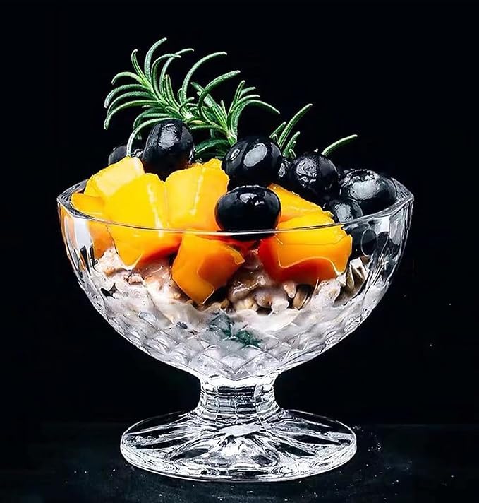 Image of PrimeWorld 200ML Ice Cream Glass Cups - Set of 6 | Dessert, Milkshake, Fruit & Pudding Glass Bowls | Elegant Serving Cups for Home, Parties & Restaurants | Dishwasher Safe