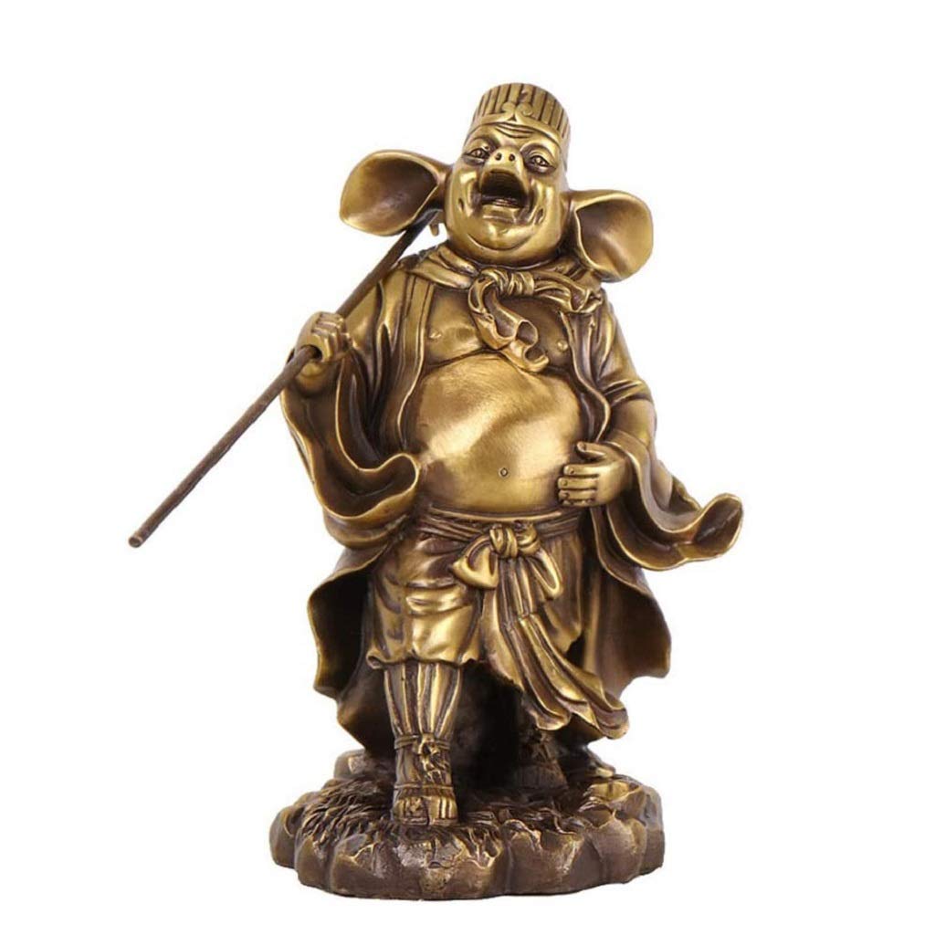 SnamicE Ornaments Brass Pig Bajie Decoration Statue Sculptures Prosperity Home Decor Pig Statue, Wealth Lucky Figurine Collection,