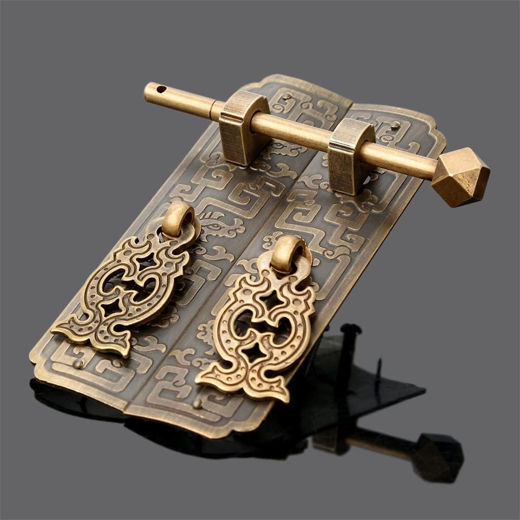 Antique Classical Cabinet Lock Latch Furniture Hardware Door Strip Pulls Handle Knob Brass Decorative