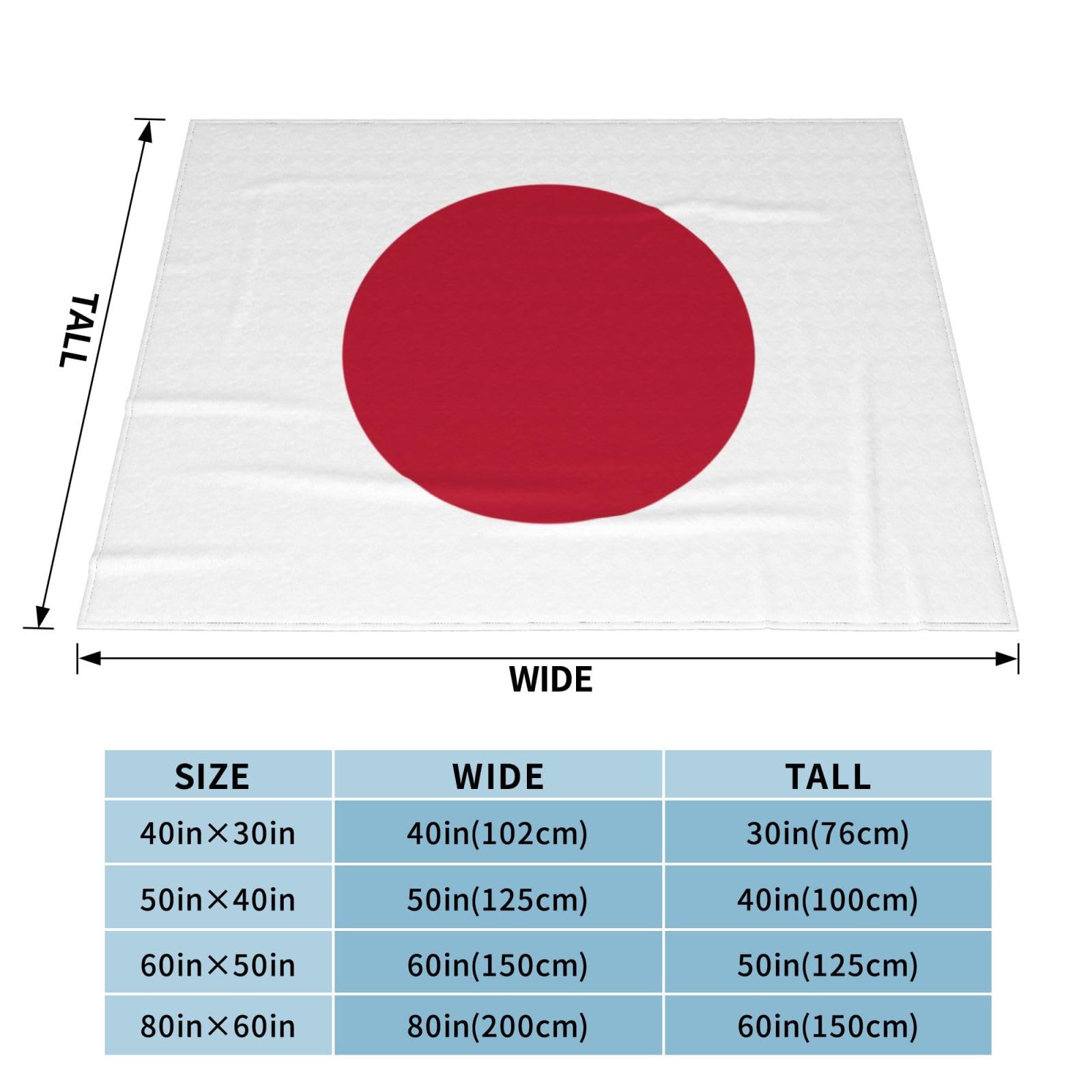 Manta de viaje portátil de 80 x 60 pulgadas, suave, resistente a las arrugas, plegable, exquisito estampado de bandera japonesa
