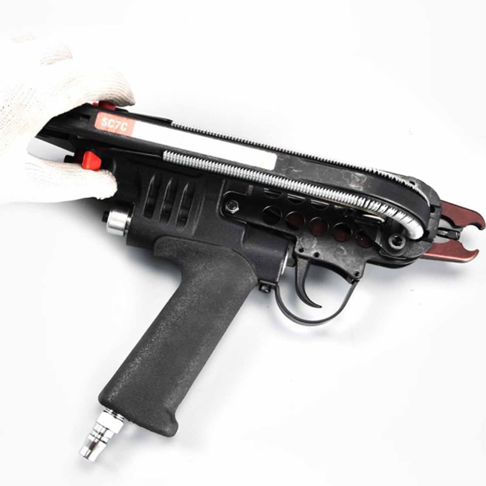Grapadora neumática para cercas, herramienta de alicates de aire tipo C para jaulas de alambre, pistola de anillo C para anillos de cerdo