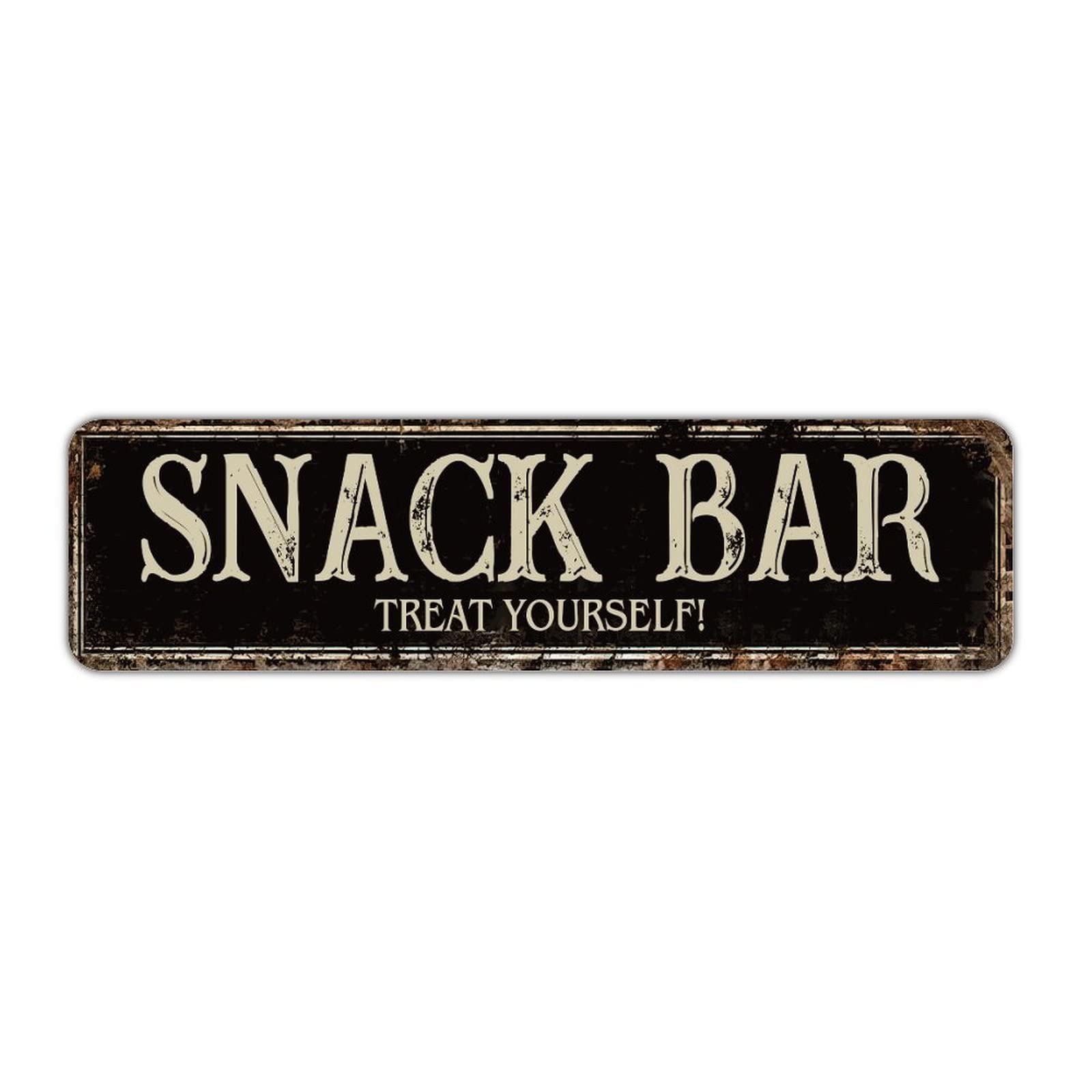 SNACK BAR TREAT YOURSELF Street Road Signs Aluminum Metal Sign 4x16 Inch Home Man Cave Indoor Outdoor Decor