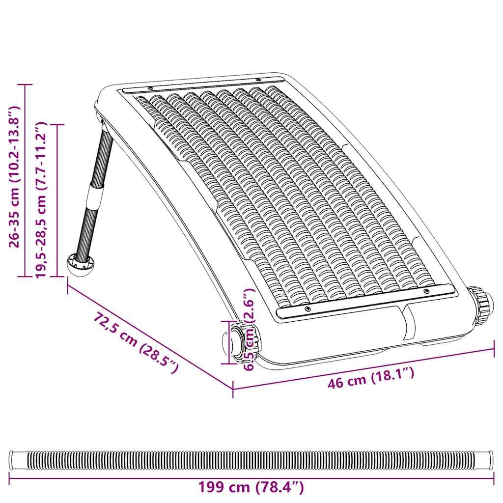 vidaXL Gebogene Solar Heizung für Pool Solarheizung Schwimmbadheizung Wärme Sonnenkollektor Poolheizung Solarmodul 72,5x46cm Schwarz