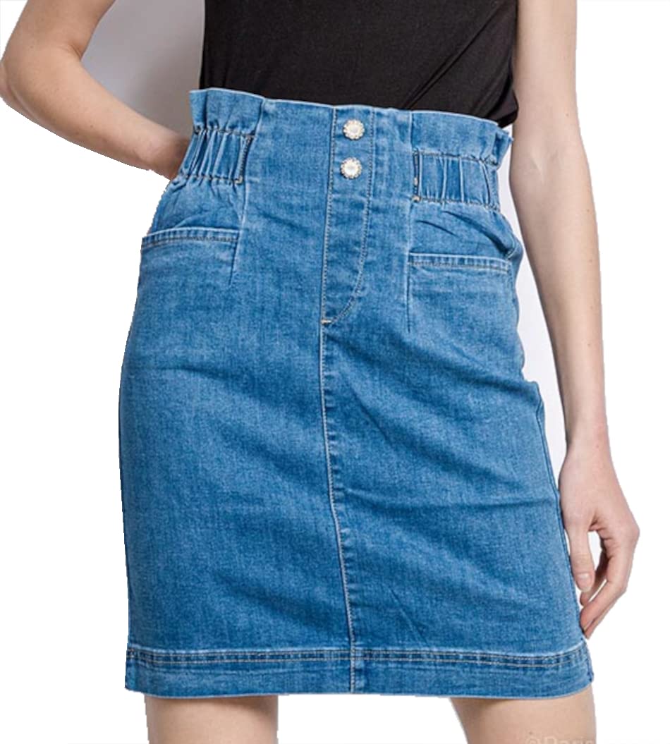 Van Der Rich ® - Gonna in Denim Pull on al Ginocchio con Elastico in Vita - Donna
