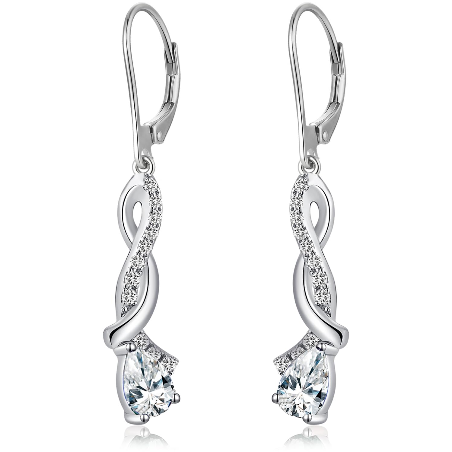 jiamiaoi Pendientes colgantes elegantes de plata de ley 925 con circonita c¨²bica AAAAA+ regalo ideal para cumplea?os y Navidad