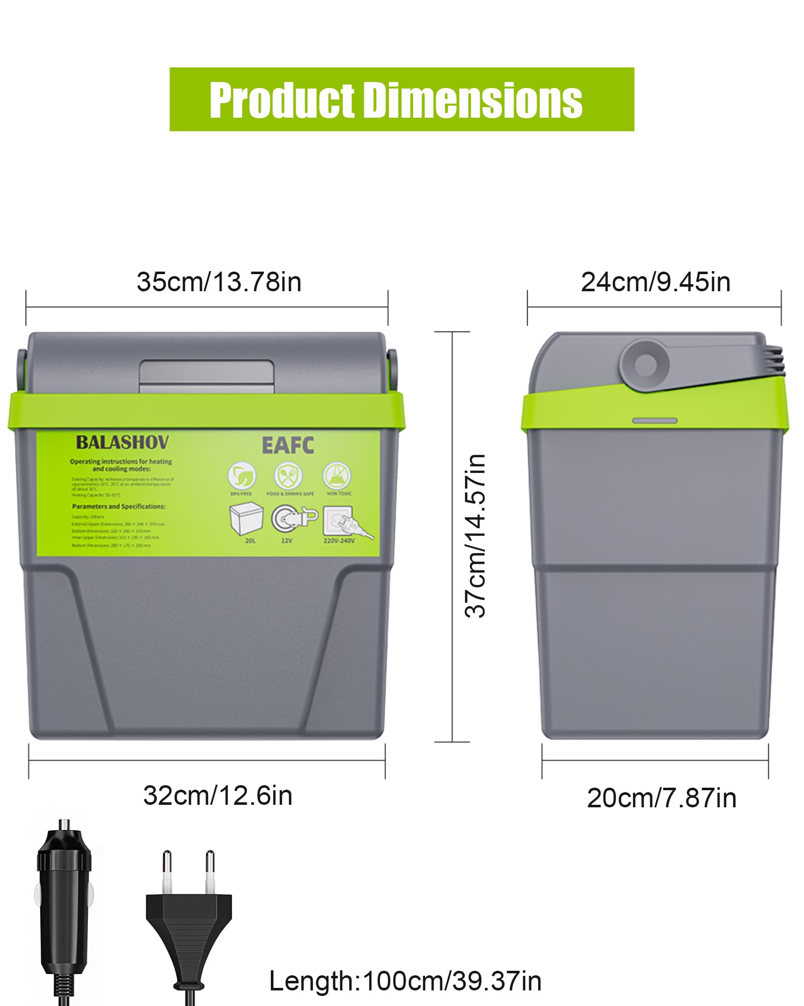 20 litros Nevera Portatil Electrica, 12V 230V Nevera para Coche, Camping, Hogar, Refrigeración y Calefacción