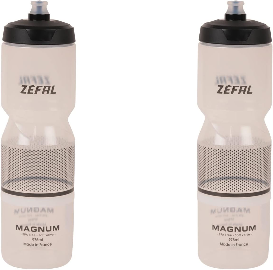 Magnum Pack – 2 Large Capacity Bike Bottles, Reusable BPA-Free – Soft Water Bottle with Screw Lid – Made in France – Black (Translucent), 975 ml