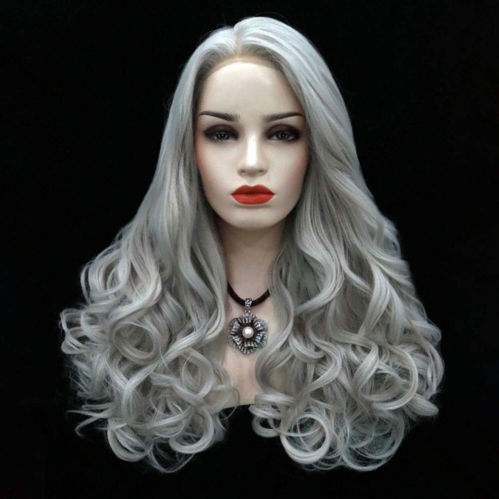 Perruque femme avant dentelle fibre chimique longue perruque de cheveux bouclés de mode