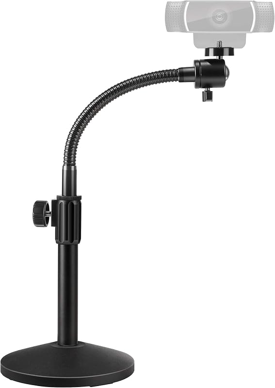 Puroma Webcam Stand GooseNeck Mount Desktop Camera for Logitech Webcam | for C922 C930e C920S C920 C615 C960 C920x BRIO 4K NexiGo N60, Heavy Base, Gooseneck, Max Height 20.9", Eye-level Framing